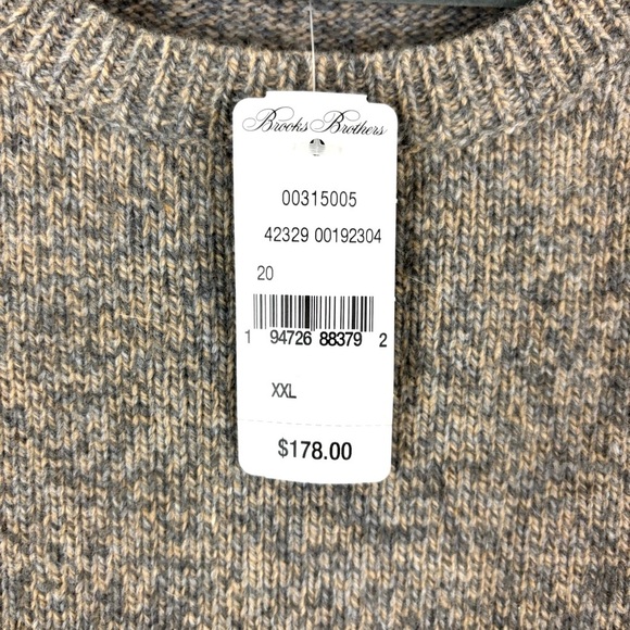 NWT Brooks Brothers Gray Heathered Doft Wool Crew Neck “Ski” Sweater Size XXL - Picture 11 of 15